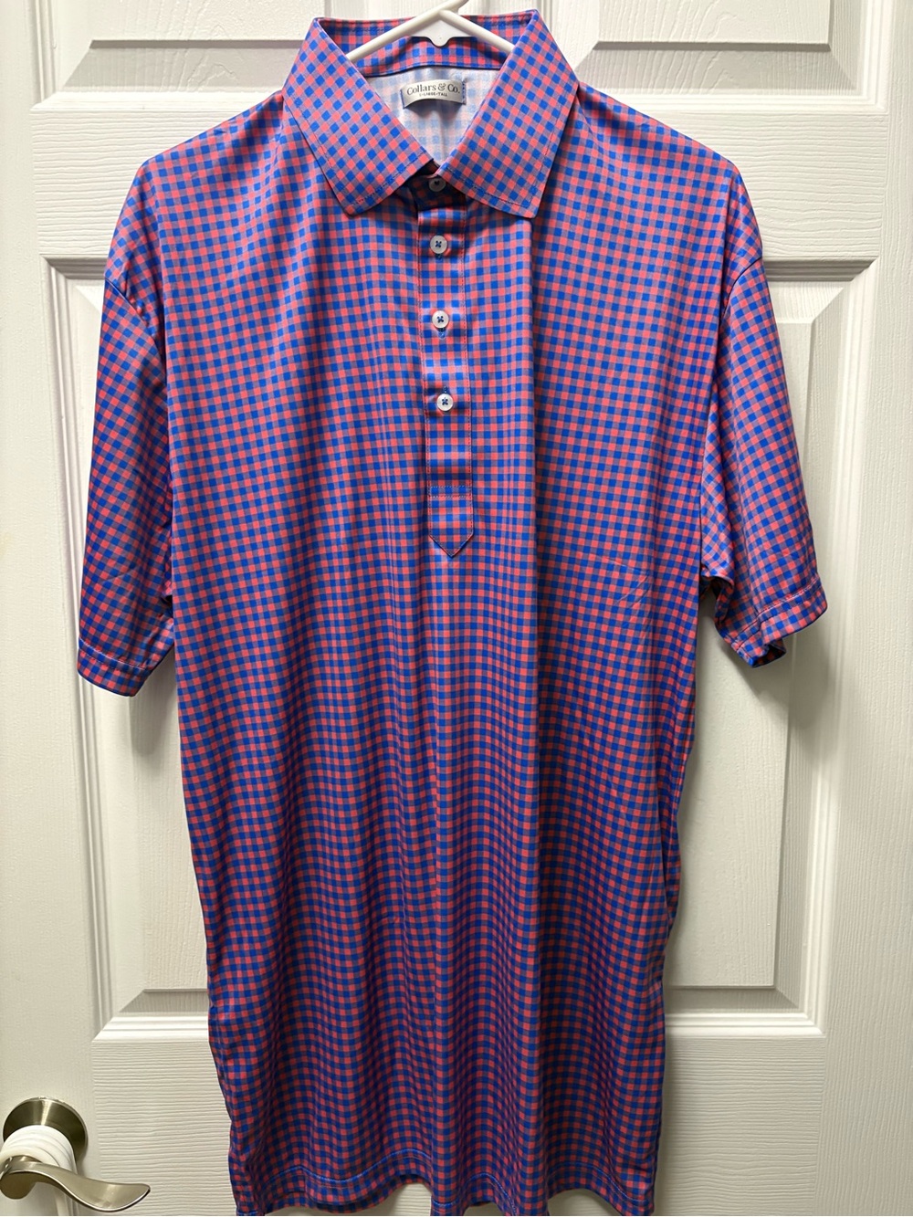 Collars & Co. Red and Blue Check Polo Shirt
